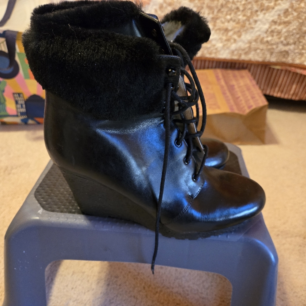 Michael Kors black leather booties size 9 .5